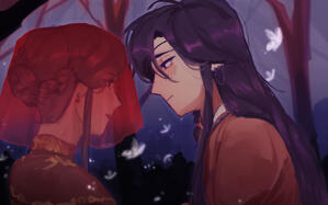 render | halfbody | + painted bg | + character